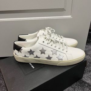 YSL sneakers white with silver stars and black back size 41 worn once